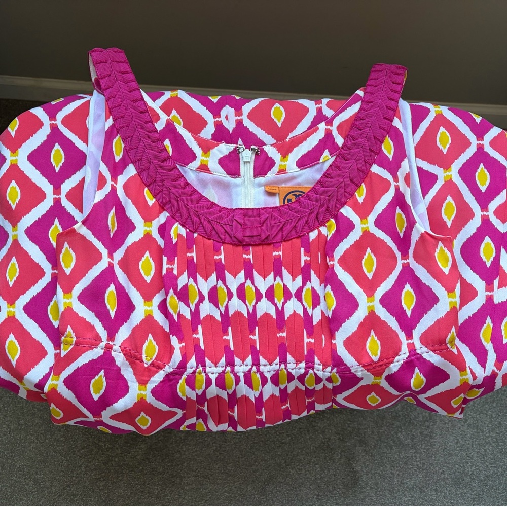 Tory Burch Vibrant Pink and White Midi Dress - Picture 4 of 7